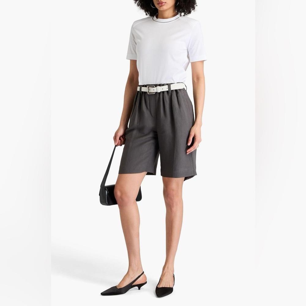 BRUNELLO CUCINELLI Bead-embellished cotton jersey T-shirt Size 1 (US 2-4)